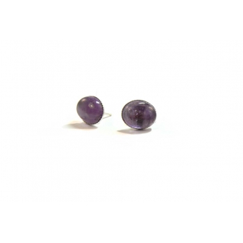 Purple Amethyst Cabochon and Silver Stud Earrings Purple Amethyst Cabochon and Silver Stud Earrings